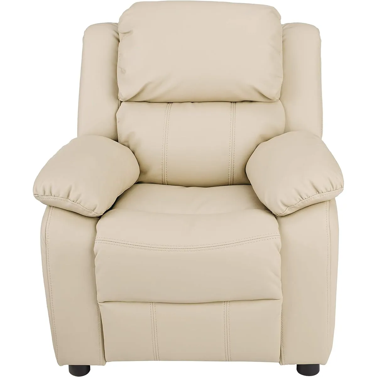 Amazon Basics LeatherSoft Kids Youth Recliner with Armrest Storage for Ages 3 