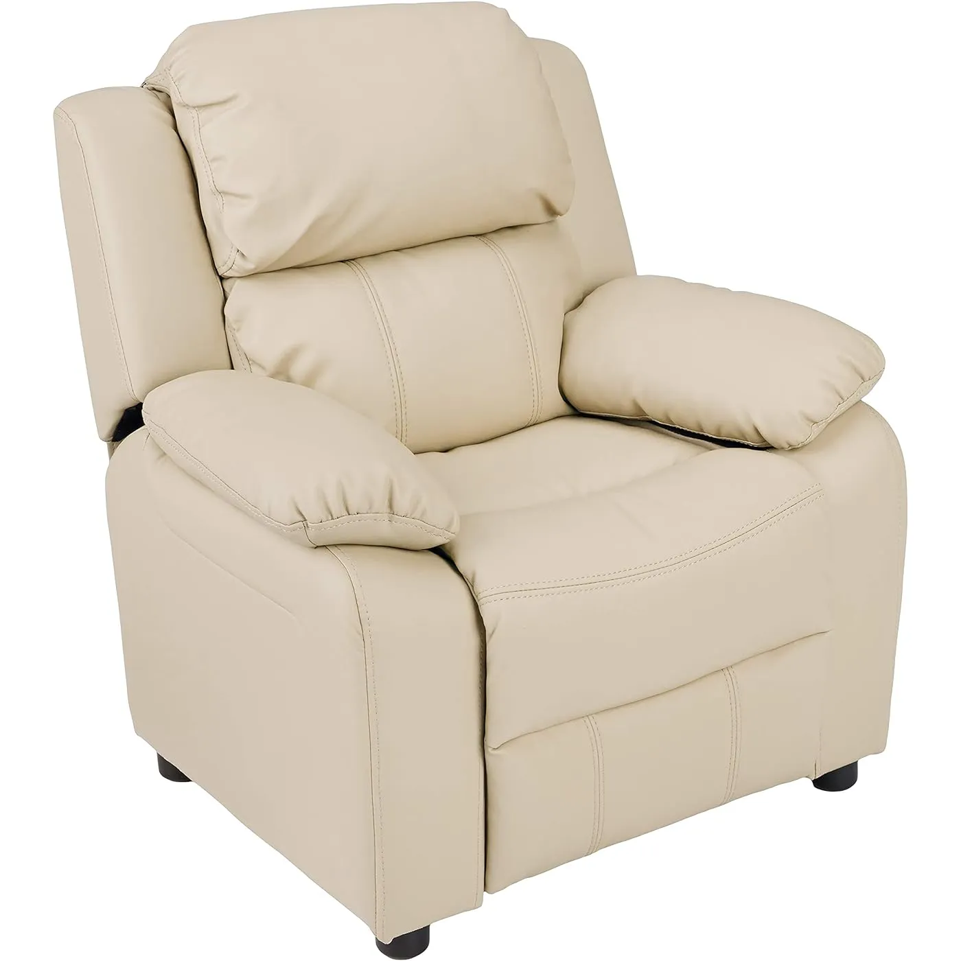 Amazon Basics LeatherSoft Kids Youth Recliner with Armrest Storage for Ages 3 
