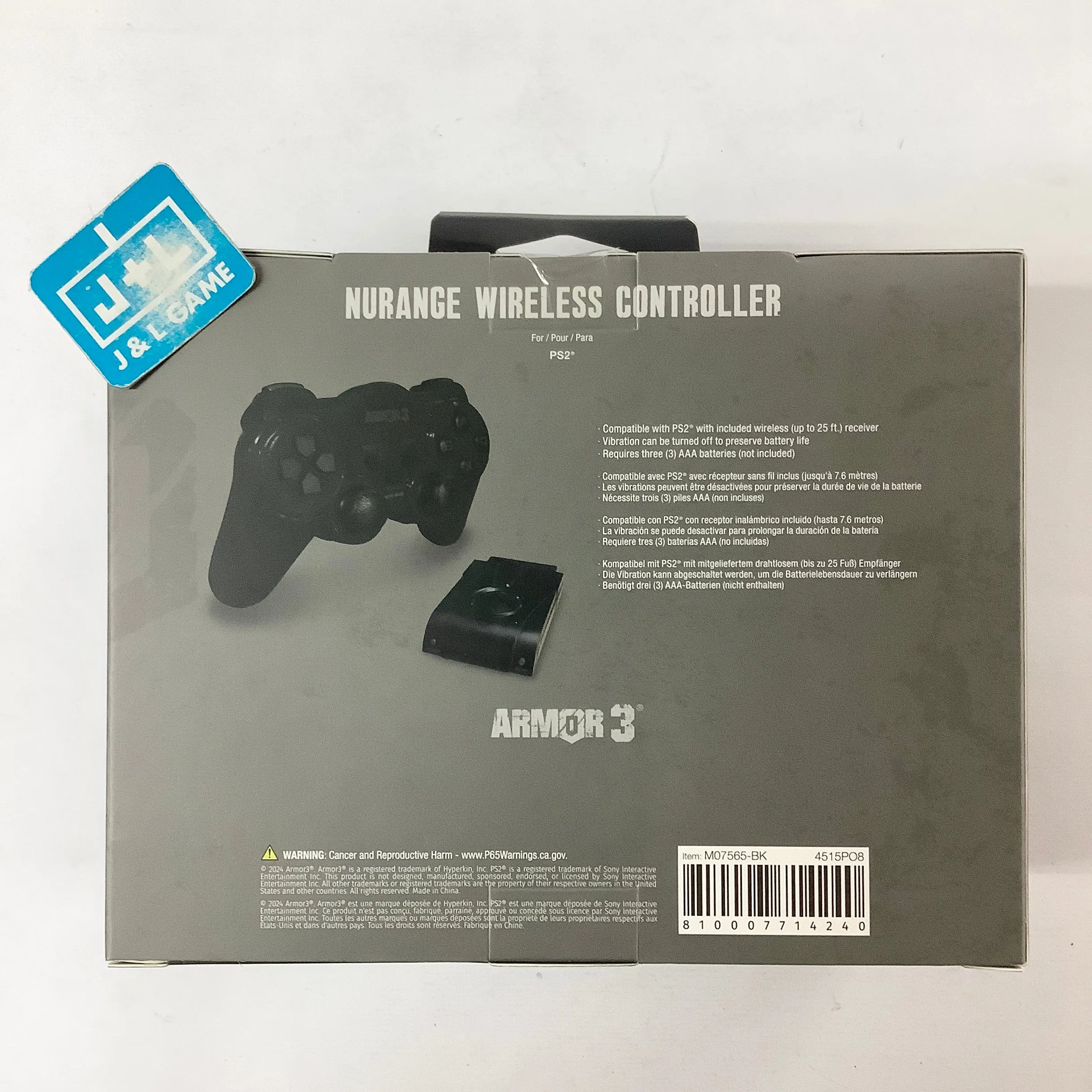 Armor3 NuRange Wireless Controller (Black) - (PS2) PlayStation 2