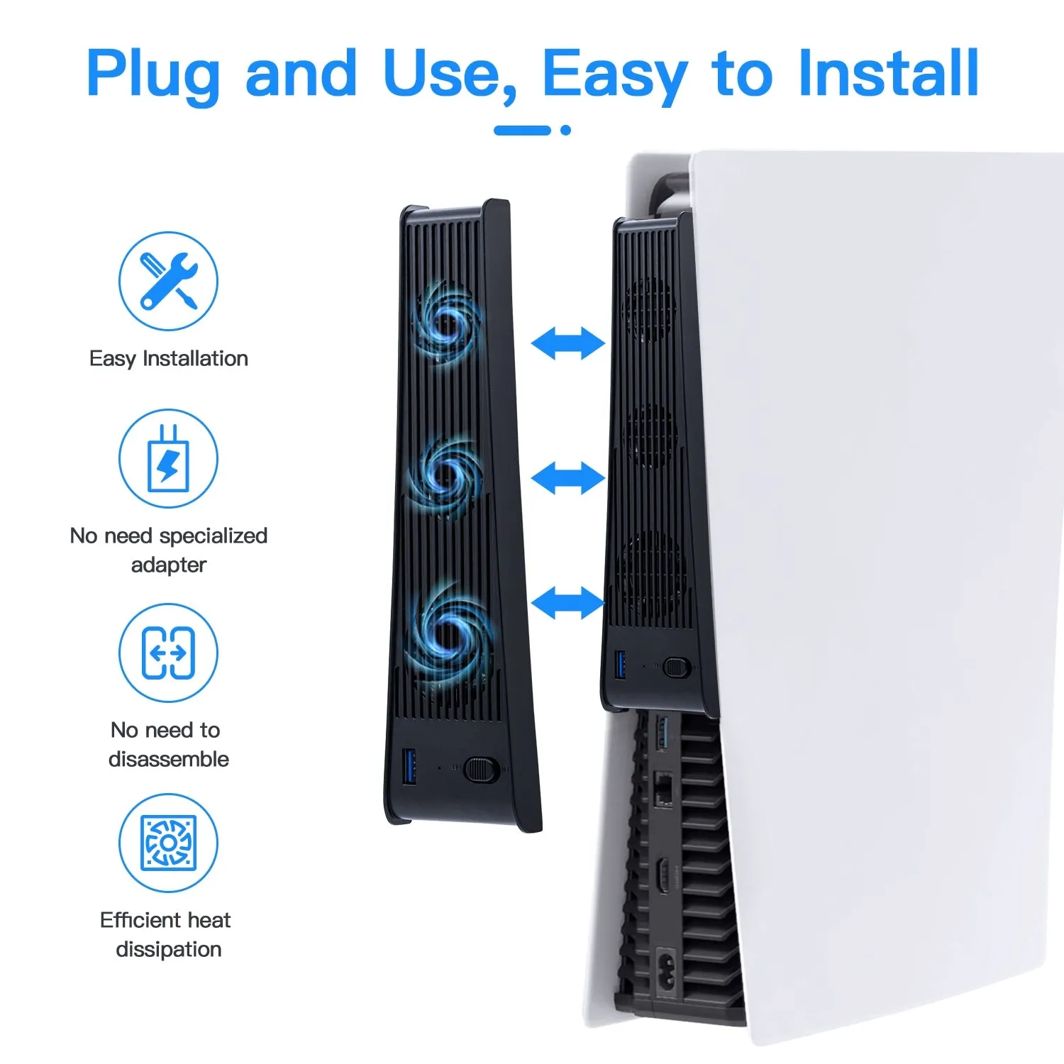 External Cooling Fan for PS5 DE/UHD Console - Black （KJH-PS5-009）