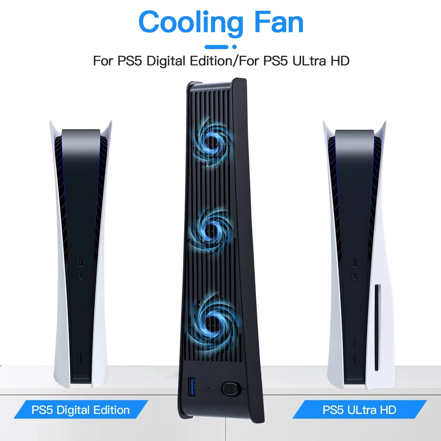 External Cooling Fan for PS5 DE/UHD Console - Black （KJH-PS5-009）