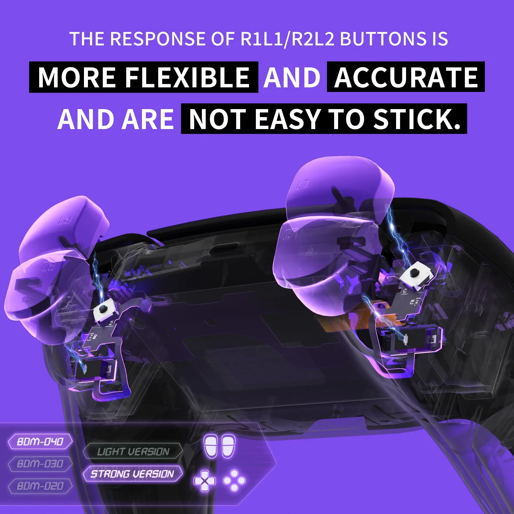 eXtremeRate Strong Version Whole Clicky Kit for PS5 Controller BDM-040 Shoulder Face Dpad Buttons, Micro Switch L2R2 Clicky Hair Trigger Kit & Tactile L1R1 Face Buttons Mouse Click for PS5 Controller - PFMD017