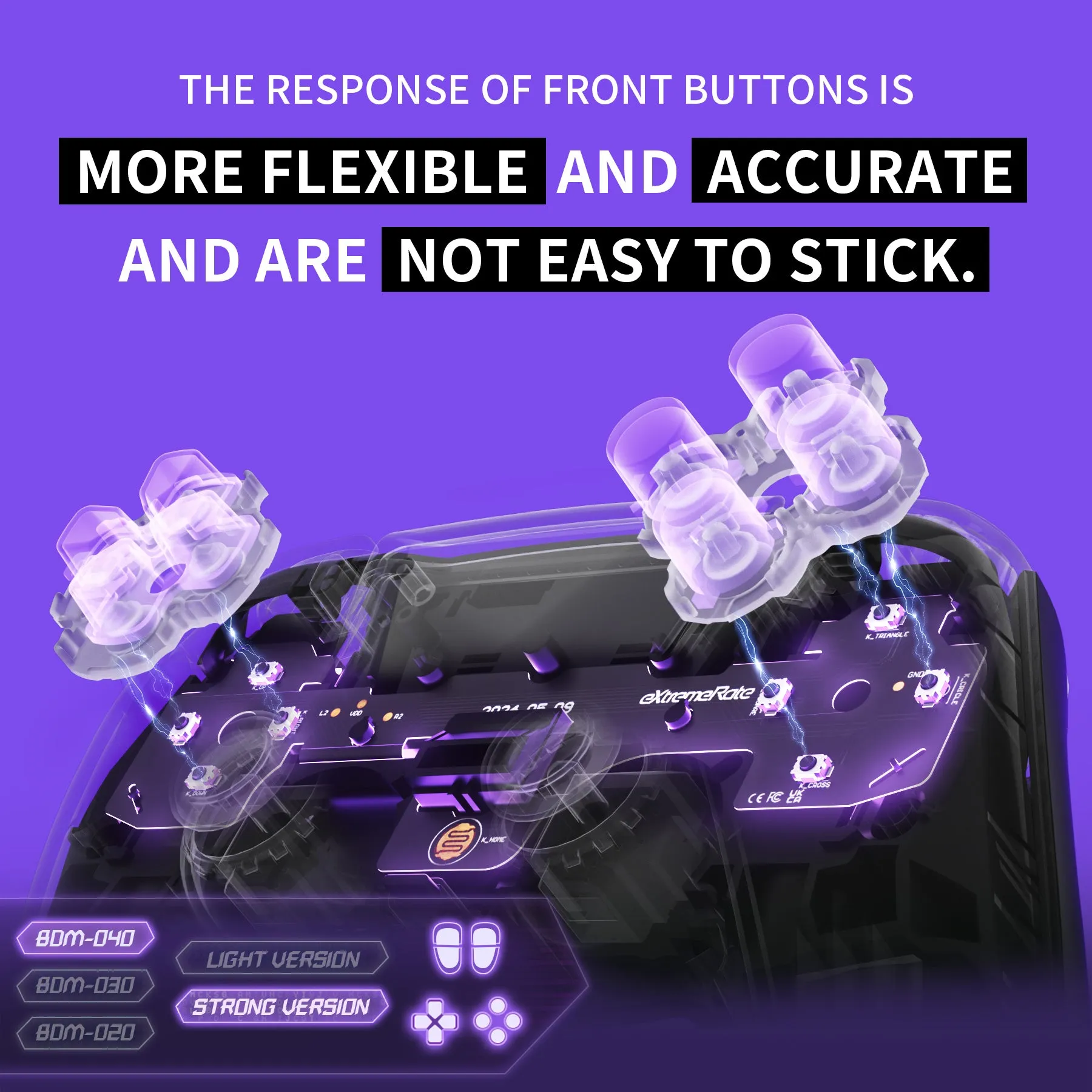 eXtremeRate Strong Version Whole Clicky Kit for PS5 Controller BDM-040 Shoulder Face Dpad Buttons, Micro Switch L2R2 Clicky Hair Trigger Kit & Tactile L1R1 Face Buttons Mouse Click for PS5 Controller - PFMD017