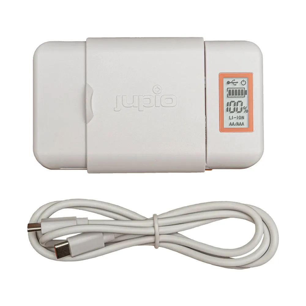 Jupio Universal USB-C Fast Charger Adapter with LCD For Rechargeable Batteries