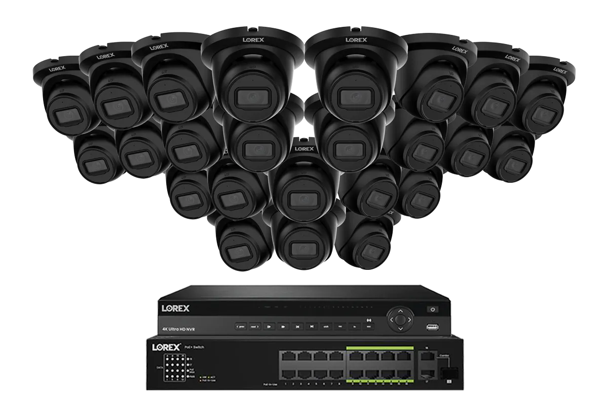 Lorex Elite Series NVR with A4 4MP (2K) IP Turret Cameras - 4K 32-Channel 8TB Wired System