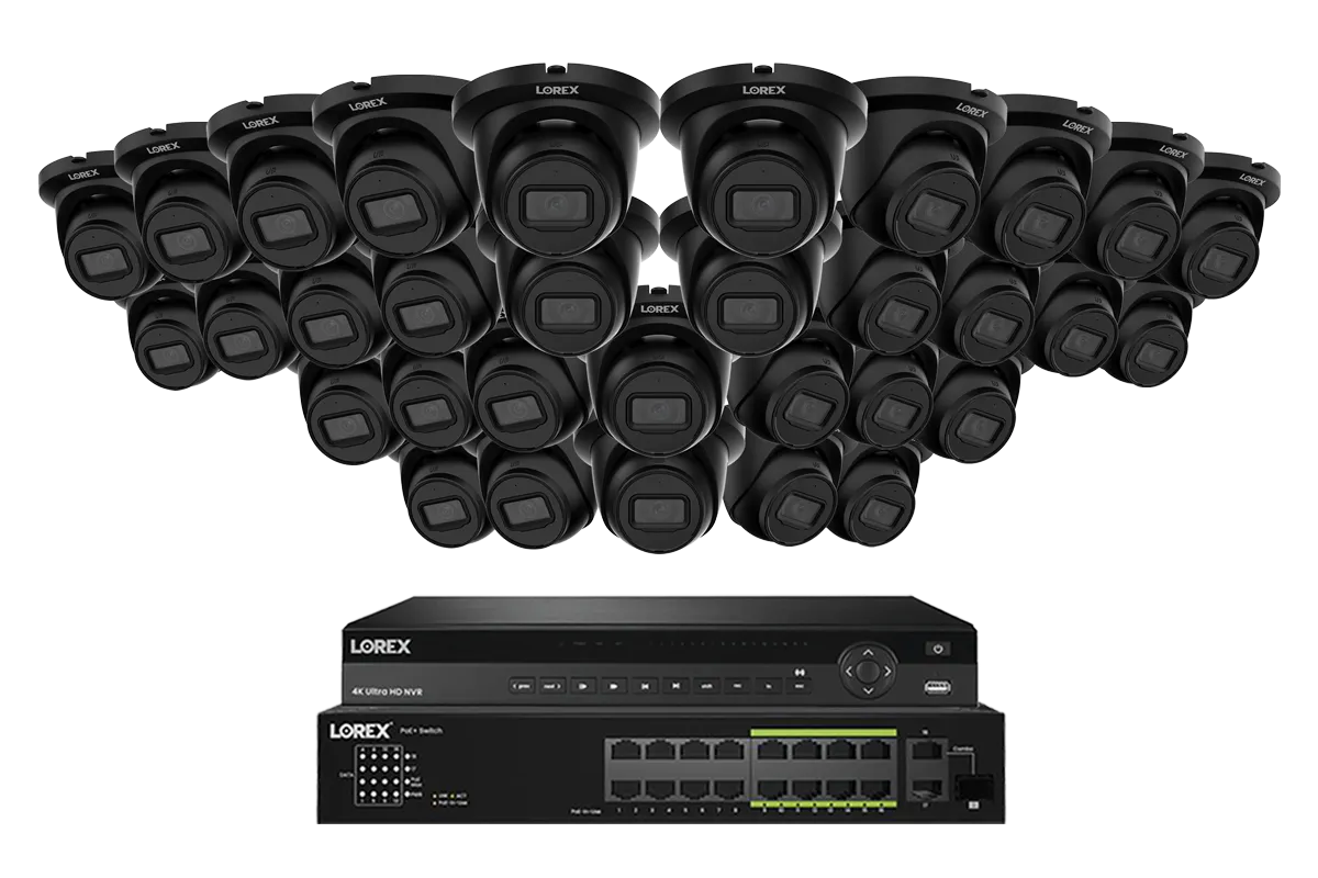 Lorex Elite Series NVR with A4 4MP (2K) IP Turret Cameras - 4K 32-Channel 8TB Wired System