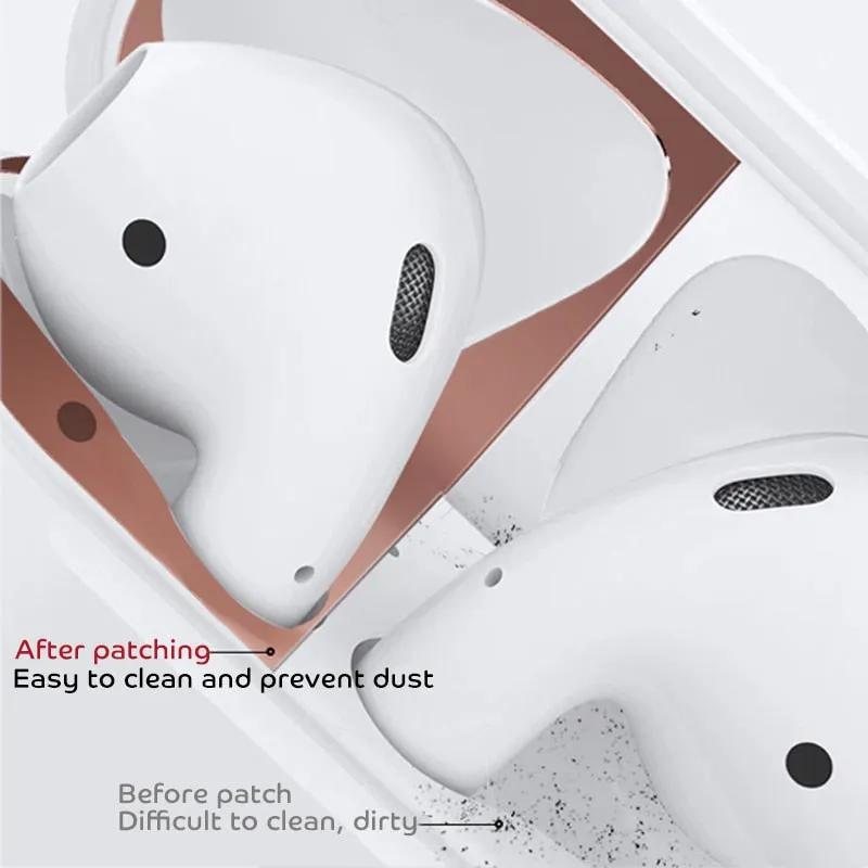 Metal Dust Guard sticker for Apple AirPods Case Cover Dust-proof Protective Sticker Skin Protector for Air Pods Accessories