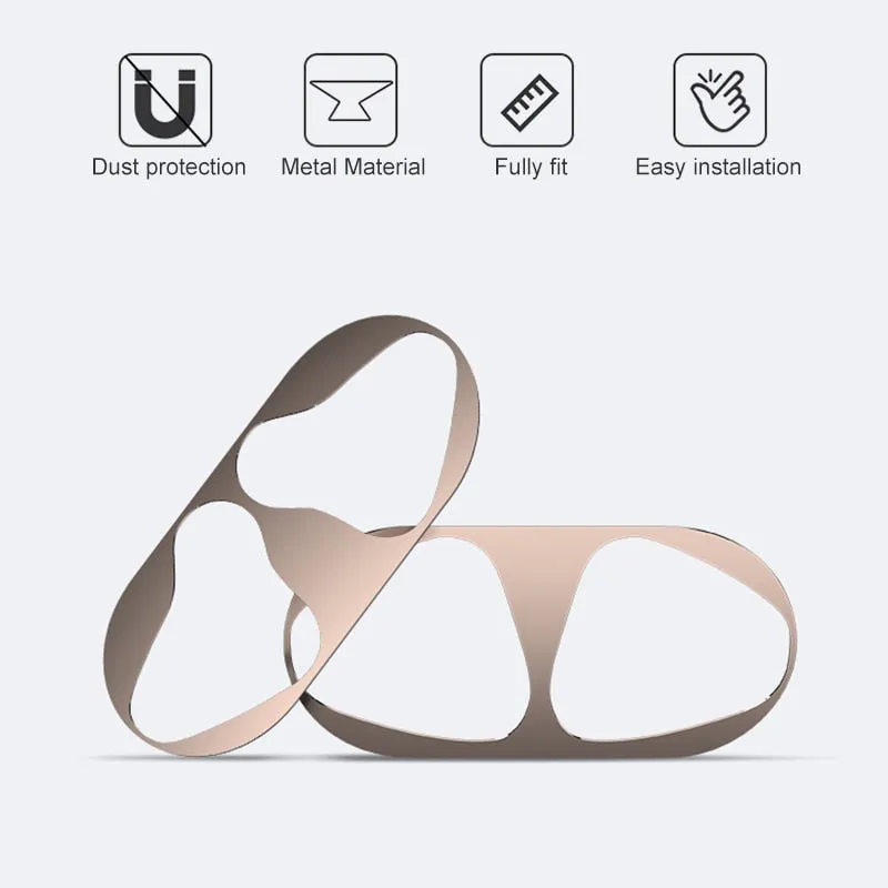 Metal Dust Guard sticker for Apple AirPods Case Cover Dust-proof Protective Sticker Skin Protector for Air Pods Accessories