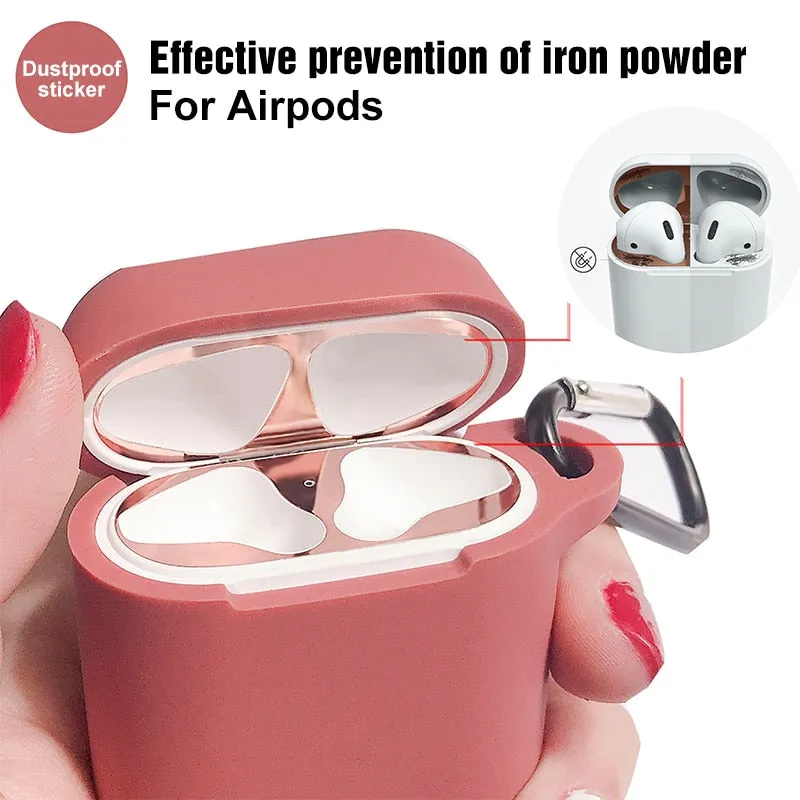 Metal Dust Guard sticker for Apple AirPods Case Cover Dust-proof Protective Sticker Skin Protector for Air Pods Accessories
