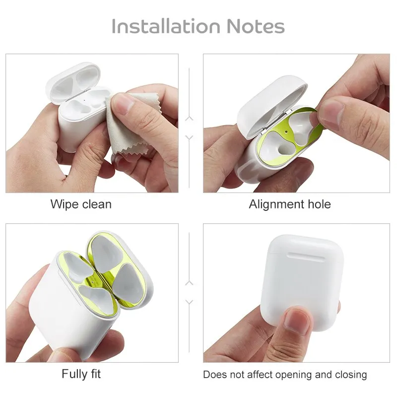 Metal Dust Guard sticker for Apple AirPods Case Cover Dust-proof Protective Sticker Skin Protector for Air Pods Accessories