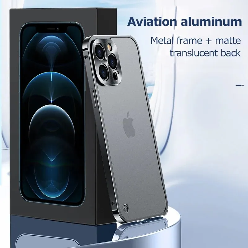 Metal Frame Lens Protection Matte Shockproof Phone Case for IPhone