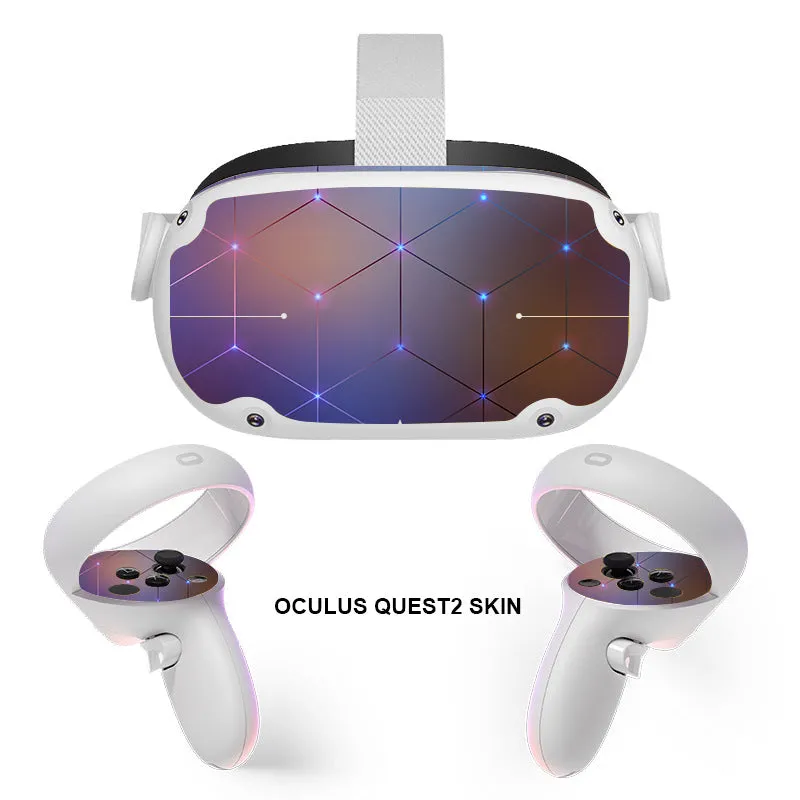 Mytrix Stickers Skin for Meta Quest 2 All-in-one VR Headset and Controllers, Virtual Reality Protective Decal Wrap Cover, Quest 2 Accessory - Futuristic Space Purple