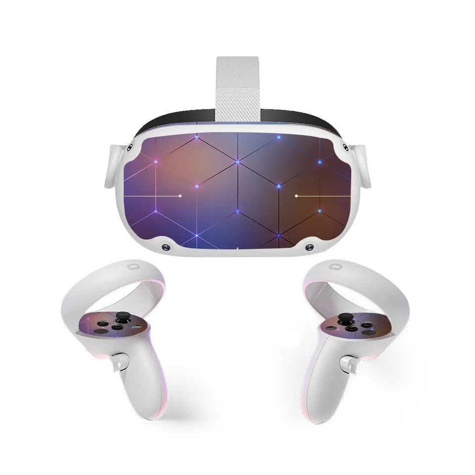Mytrix Stickers Skin for Meta Quest 2 All-in-one VR Headset and Controllers, Virtual Reality Protective Decal Wrap Cover, Quest 2 Accessory - Futuristic Space Purple