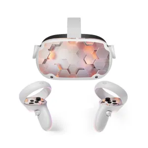 Mytrix Stickers Skin for Meta Quest 2 All-in-one VR Headset and Controllers, Virtual Reality Protective Decal Wrap Cover, Quest 2 Accessory - Honeycomb Orange