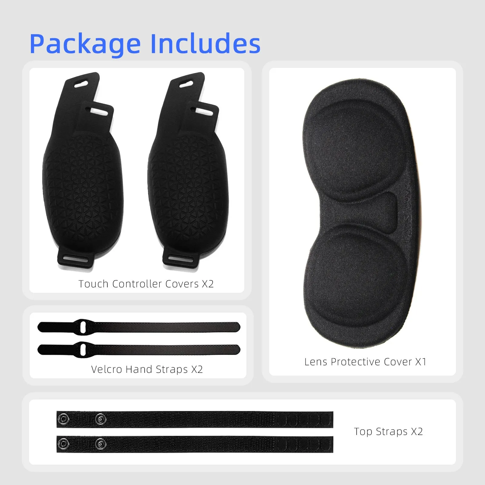 NexiGo Controller Grip Cover & Lens Cover Set for Oculus Quest 2 Black