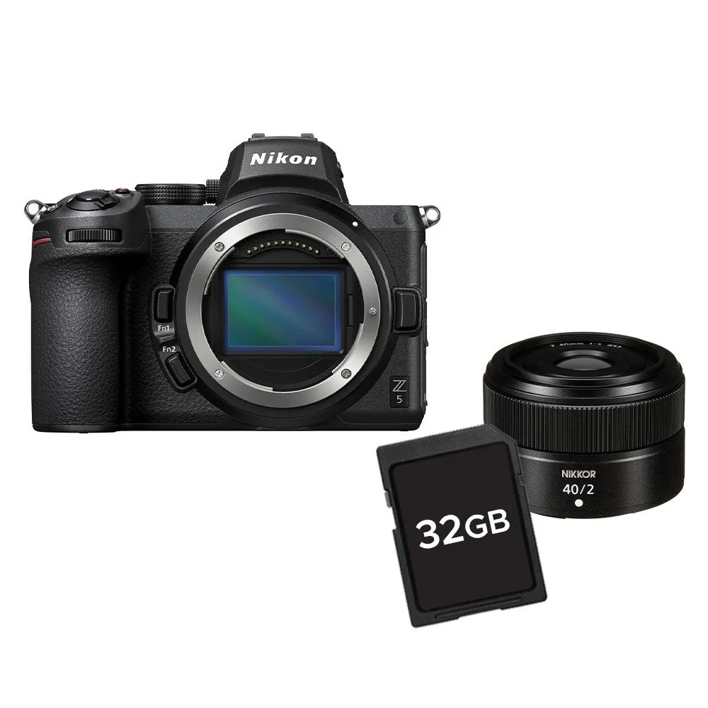 Nikon Z Series Z5 Mirrorless Camera with 24.3 Megapixel FX Full Frame Format Sensor, 4K 30fps Video Recording, and Phase and Contrast Detection Hybrid Automatic Focus - Kits Available