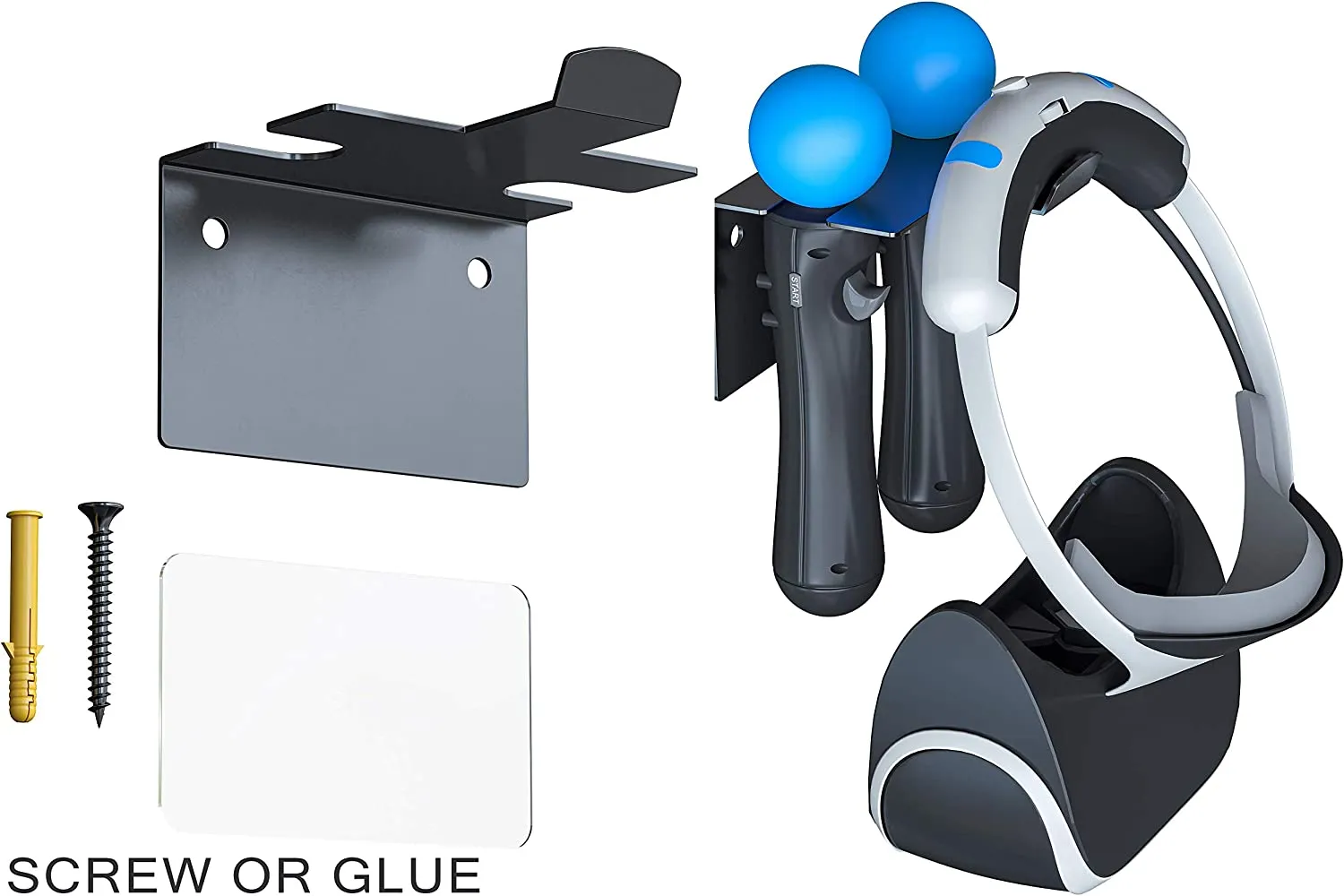 Skywin PSVR Wall Mount - Space Saving PS4 VR Headset Wall Mount and Move Controller Mount - Adhesive VR Mount Organizes VR Headset and VR Accessories