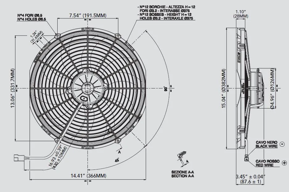 SPAL Electric Radiator Fan (14" - Pusher Style - High Performance - 1841 CFM) 30102056