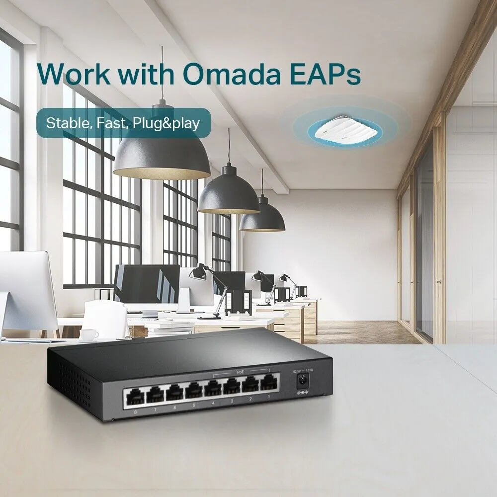 TP-Link TL-SF1008P 8 Ports Rack Mountable Gigabit Ethernet Switch